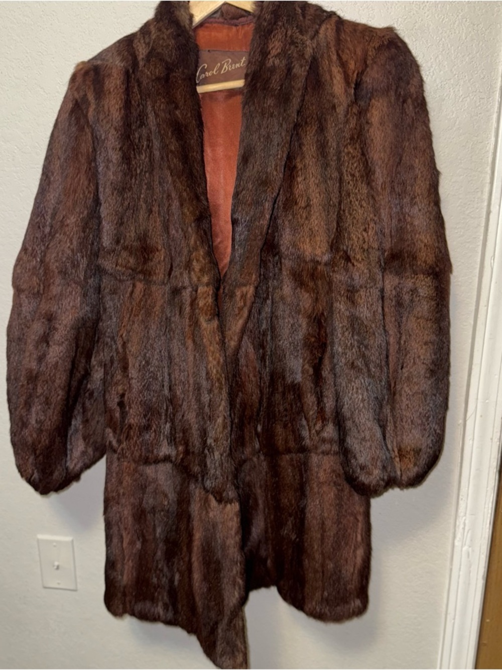 Vintage Mink Fur Coat Real Fur Brown Carol Brent 60s Mid Length Classic Coat - Picture 14 of 16